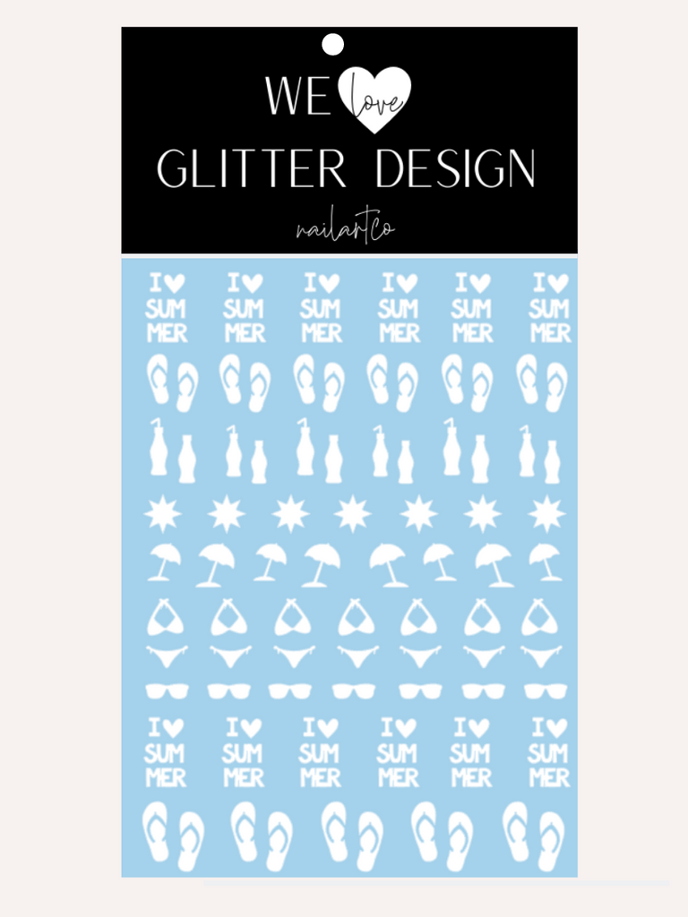 I Love Summer Nail Decal | White
