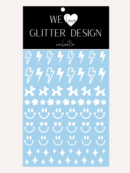 Retro (Design 1) Nail Decal | White