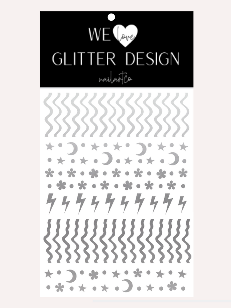 Retro Vibes Nail Decal | Silver Shimmer
