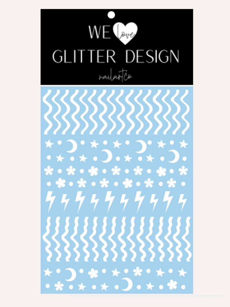 Retro Vibes Nail Decal | White