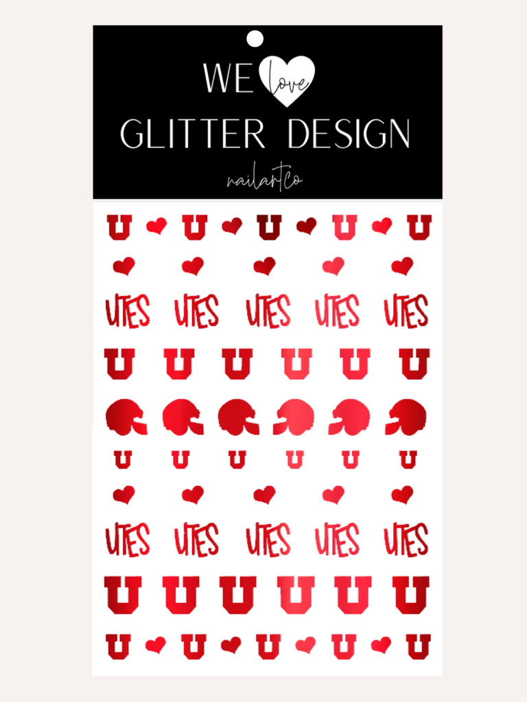 Utah Nail Decals | Chrome // Red