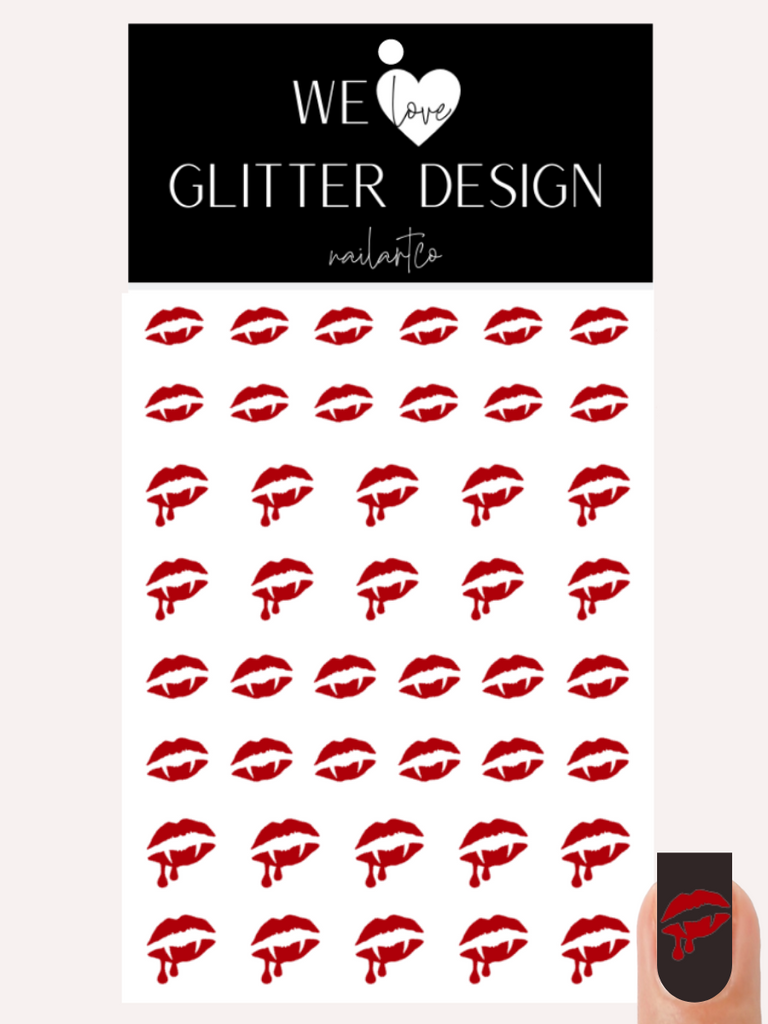 Vampire Lips Nail Decal | Red