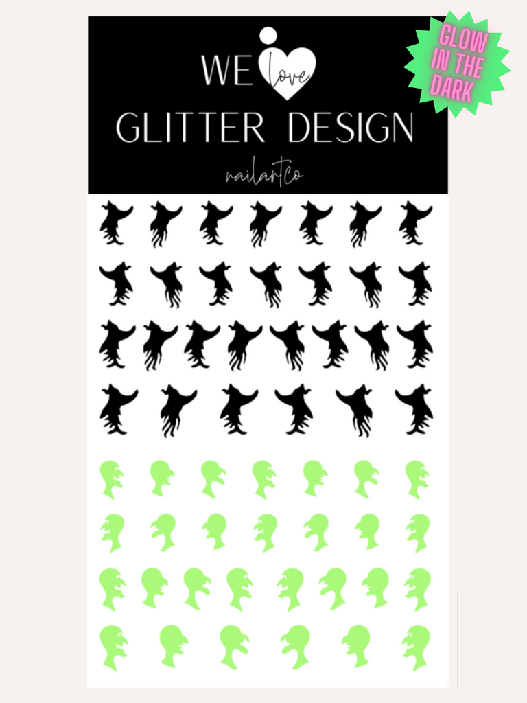 Witches Face & Hat  | Glow In The Dark // Lime