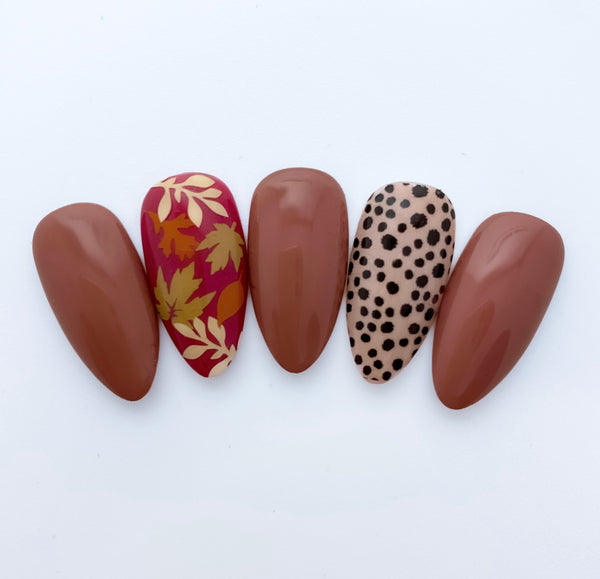 Leaves (Design 2) Nail Decal | Light Brown