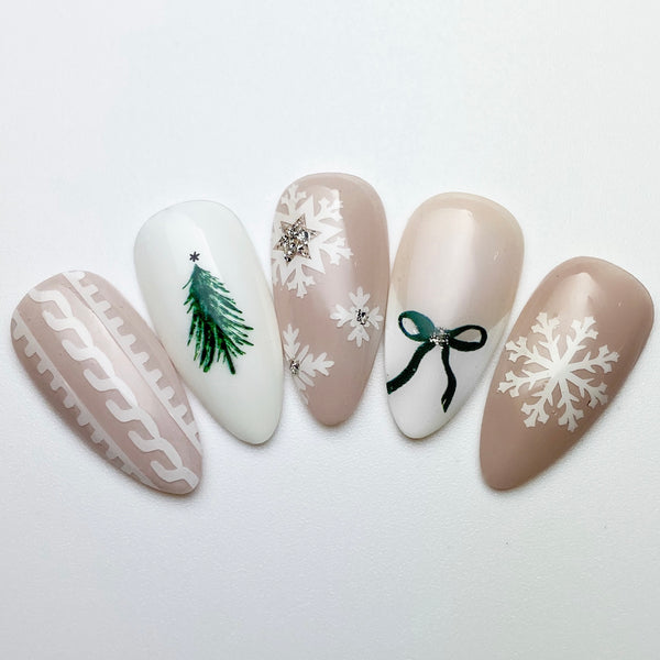 Cable Knit DESIGN 1 Nail Decal | White