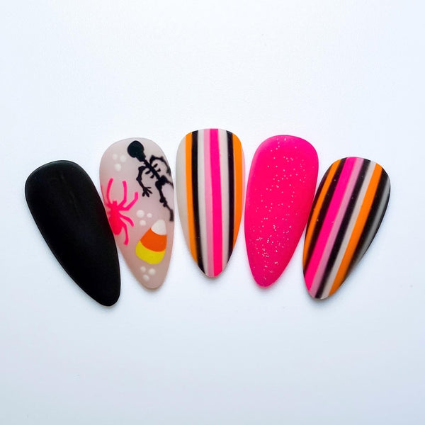 Spiders Large Nail Decal | Neon Pink