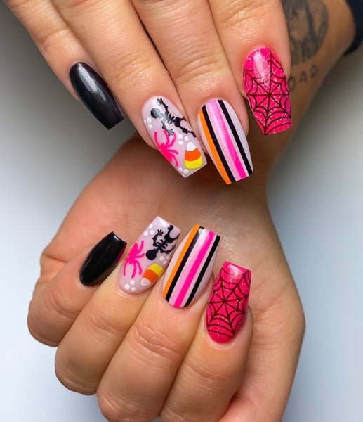 Spiders Large Nail Decal | Neon Pink