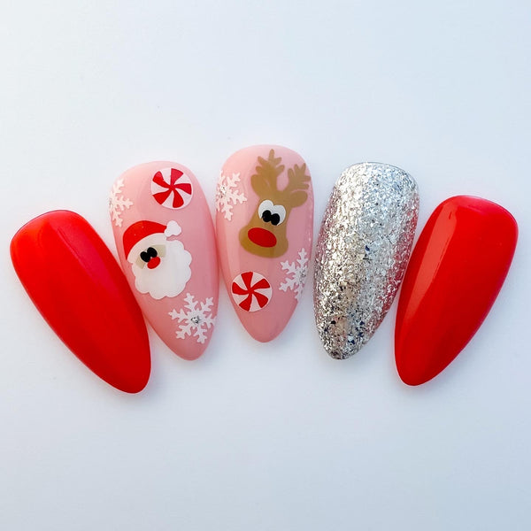 Santa Face Nail Decal | Red