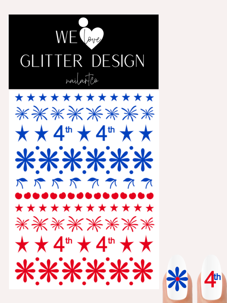 4th Mix & Match Nail Decal | Blue - Red