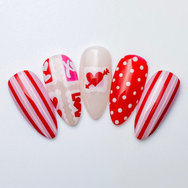 Mini Bow & Heart Nail Decal | White