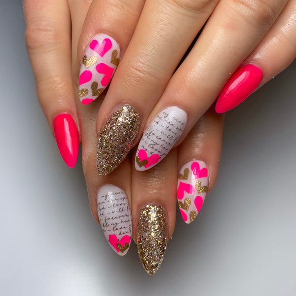 All Hearts Small Nail Decal | Sparkle Gold