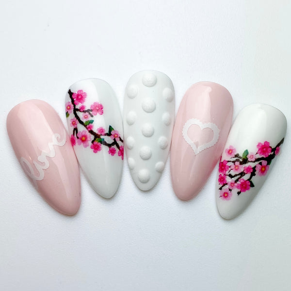 Variety Heart Nail Decal | White (*Comes Un-Weeded)
