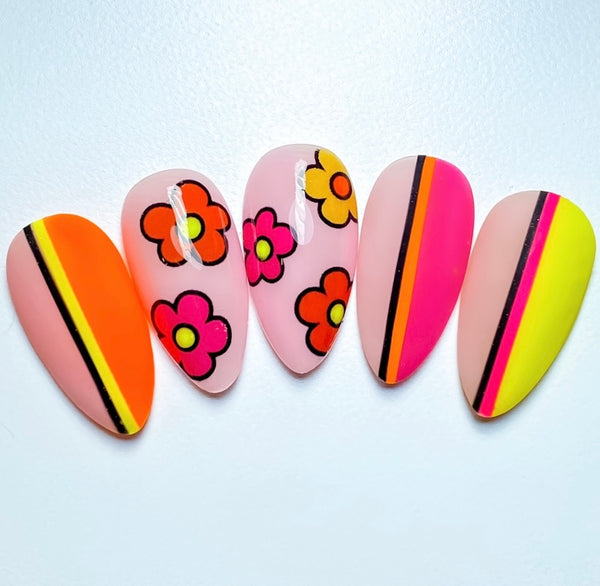 Stripes Nail Decal | Neon Pink