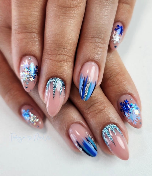 Snowflake Variety (Design 1) Nail Decal | Holo Sparkle // Silver