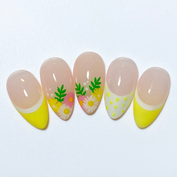 Daisy Flower Nail Decal | Bright Yellow + Black Centers
