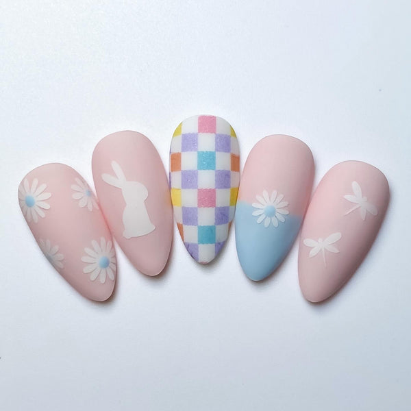 Easter Bunny Nail Decal | White + Tail Color Option