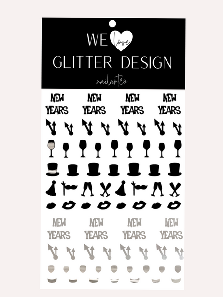 Cheers To The New Year! Nail Decal | Chrome Silver