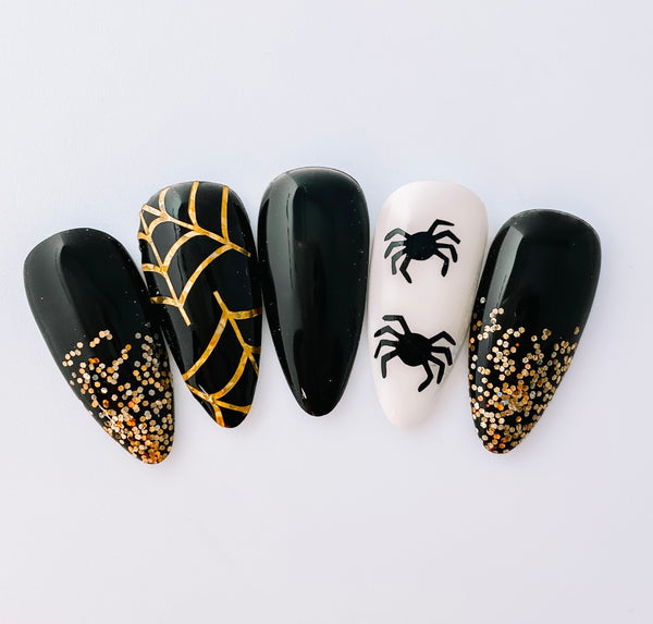 Spider Web Nail Decal (Un-Weeded) | Holographic Sparkle // Gold