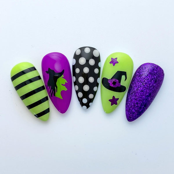 Witch Hat & Shoes Nail Decal | Holographic Sparkle // Purple