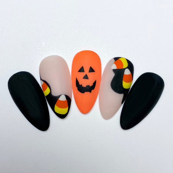 Candy Corn Nail Decal | White, Bright Orange & Bright Yellow