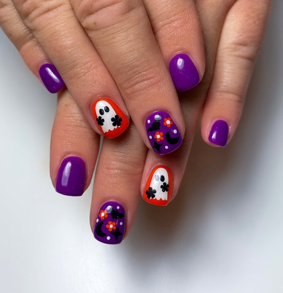 Floral Ghost Nail Decal | Orange