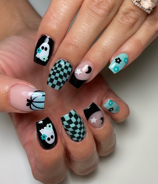 Floral Ghost Nail Decal | Turquoise