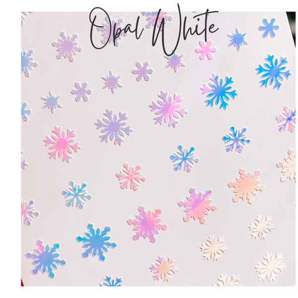 Snowflake Variety (Design 1) Nail Decal | Opal // White