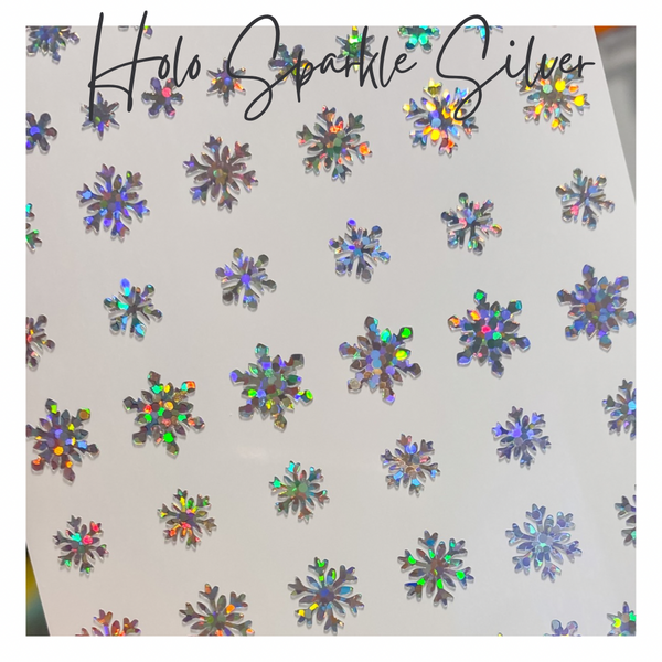 Snowflake Variety (Design 1) Nail Decal | Holo Sparkle // Silver