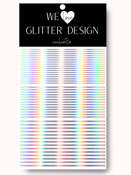 Stripes Nail Decal | Holo Rainbow Silver