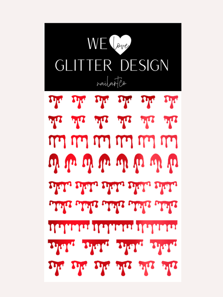 Blood Drip Nail Decal | Chrome // Red