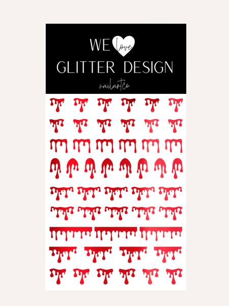 Blood Drip Nail Decal | Chrome // Red