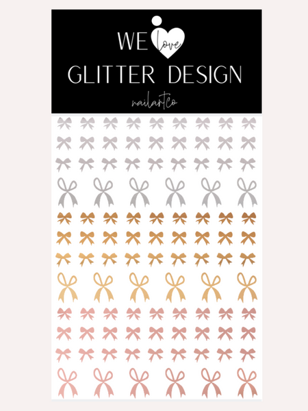 Bows Mini Combo Nail Decal | Chrome Silver-Light Gold-Rose Gold
