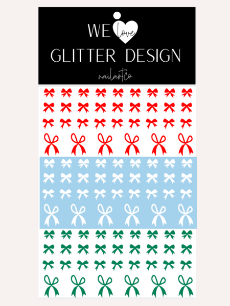 Bows Mini Combo Nail Decal | Red-White-Green