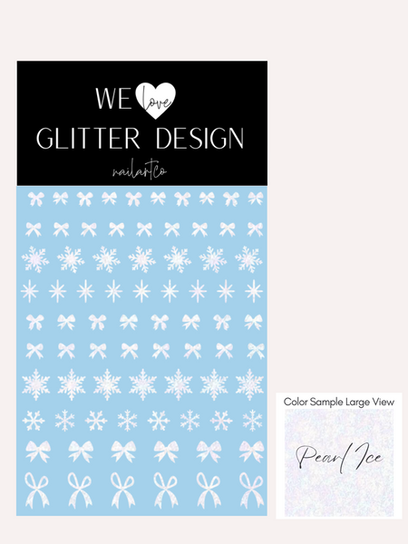 Mini Bows & Snowflakes Nail Decal | Pearl Ice