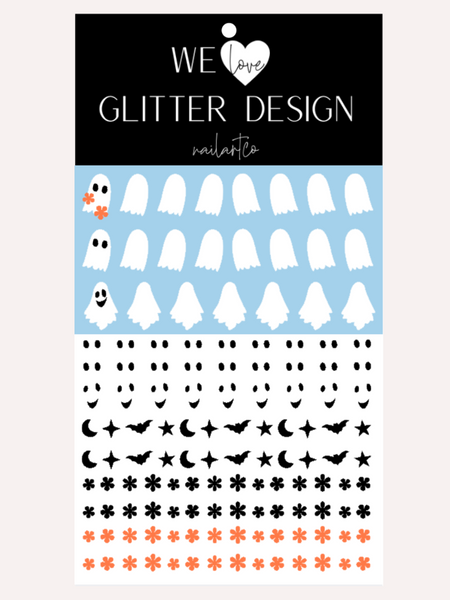 Floral Ghost Nail Decal | Pumpkin Orange