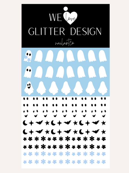 Floral Ghost Nail Decal | Soft Blue