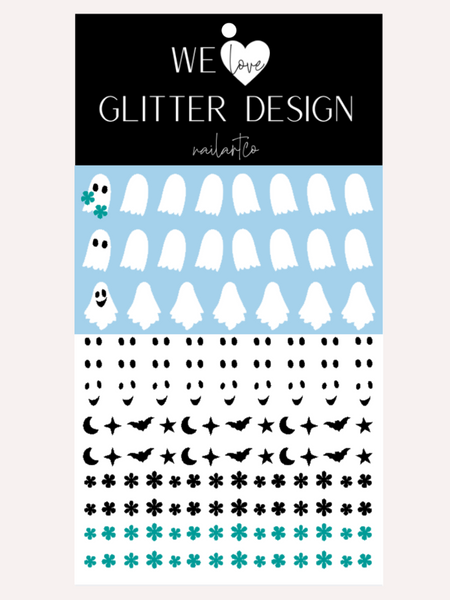 Floral Ghost Nail Decal | Turquoise
