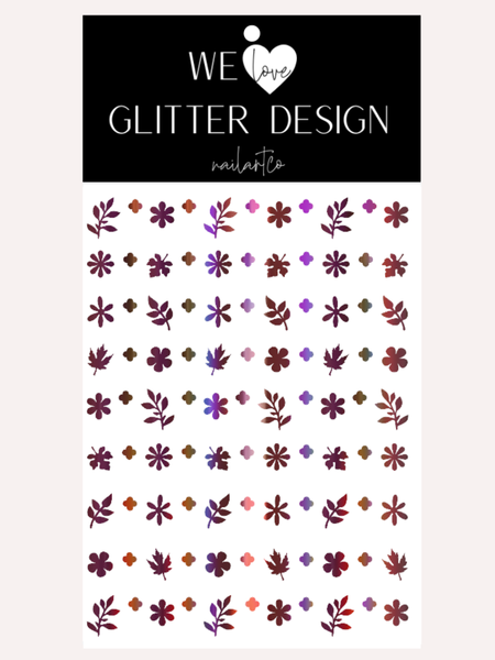 Flower & Leaf Mix Nail Decal | (Choose Color)