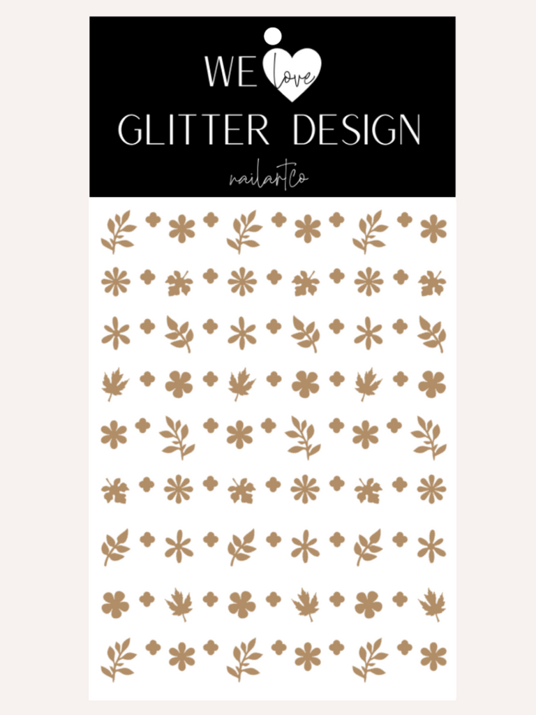 Flower & Leaf Mix Nail Decal | Light Brown