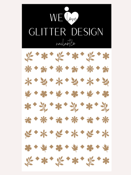 Flower & Leaf Mix Nail Decal | Light Brown