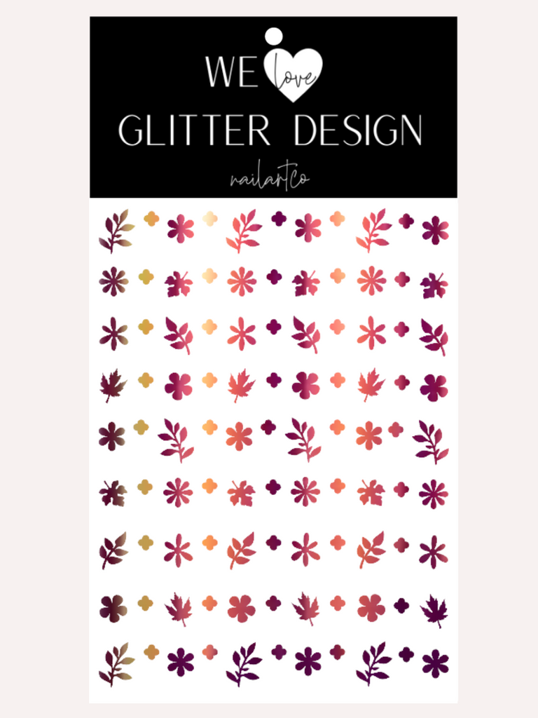 Flower & Leaf Mix Nail Decal | Opal // Orchid Purple