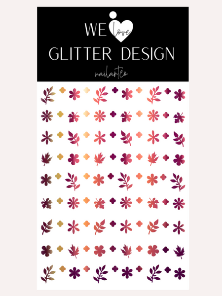 Flower & Leaf Mix Nail Decal | Opal // Orchid Purple