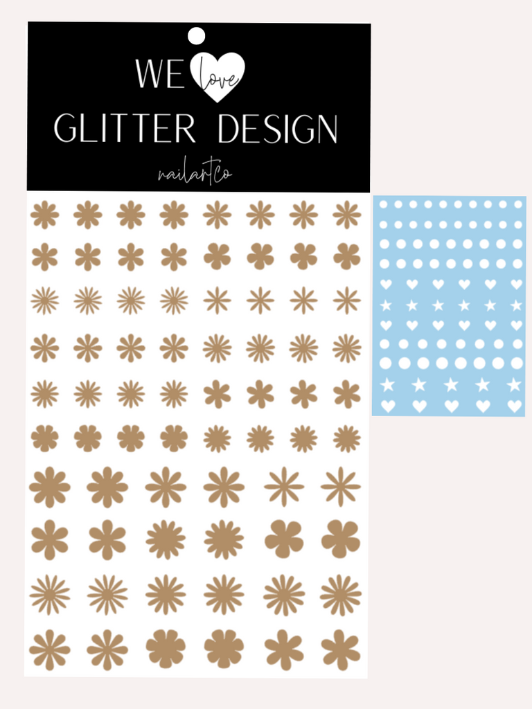 Hippie Chic Flower Nail Decal | Light Brown + White Centers