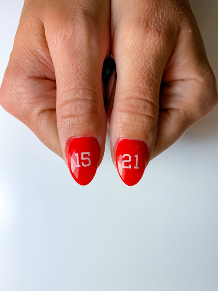 Varsity Number Nail Decals | White