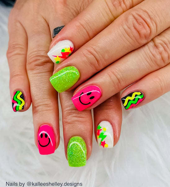 Retro Vibes Nail Decal | Neon Green