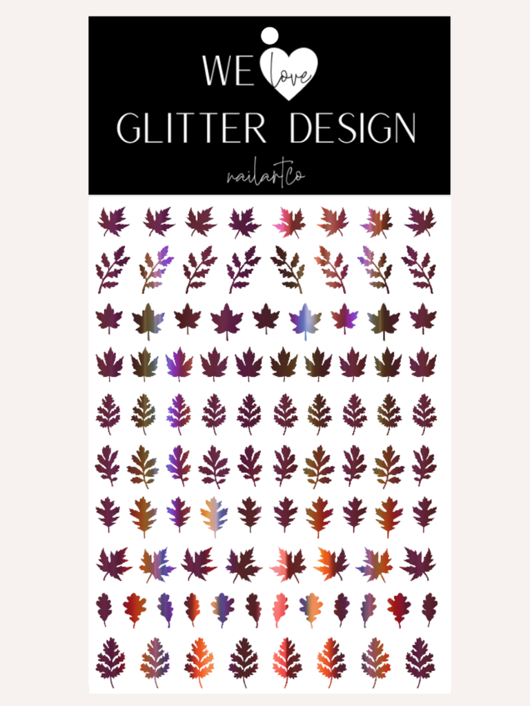 Leaves (Design 3) Nail Decal | Holo Rainbow // (Choose Color)