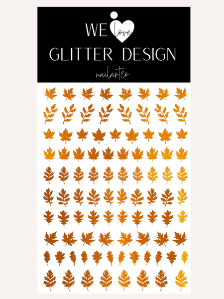 Leaves (Design 3) Nail Decal | Polished Metal // (Choose Color)