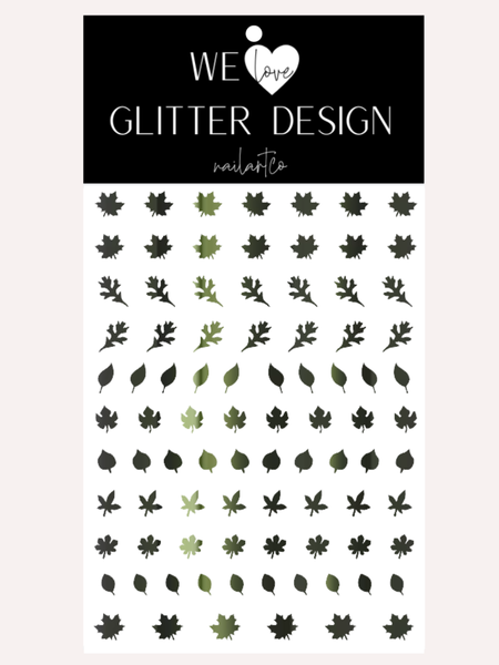 Leaves (Design 1) Nail Decal | Chrome // (Choose Color)