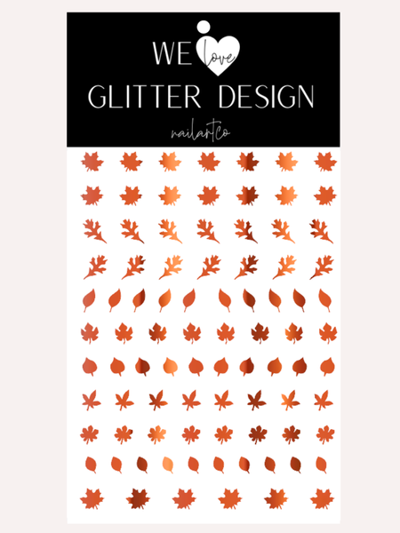 Leaves (Design 1) Nail Decal | Chrome // (Choose Color)