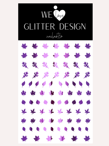 Leaves (Design 1) Nail Decal | Chrome // (Choose Color)